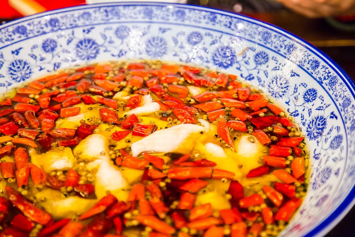 Spicy Sichuan food in China.